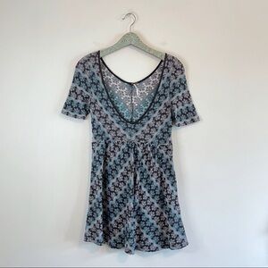 Free People Blue Knit Babydoll Mini Dress